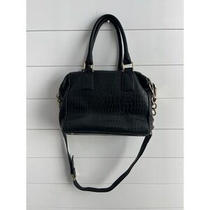 MARC FISHER‎ KYRA Croc Embossed Black Leather Satchel Bag Classy Purse